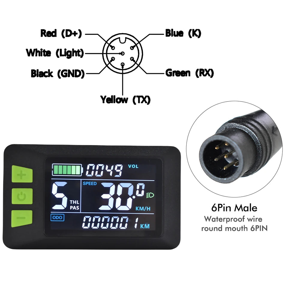 P3C ebike LCD dashboard panel with USB charging port