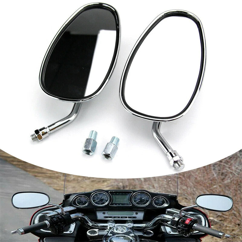 Pair of classic chrome side mirrors for Honda Kawasaki and Suzuki