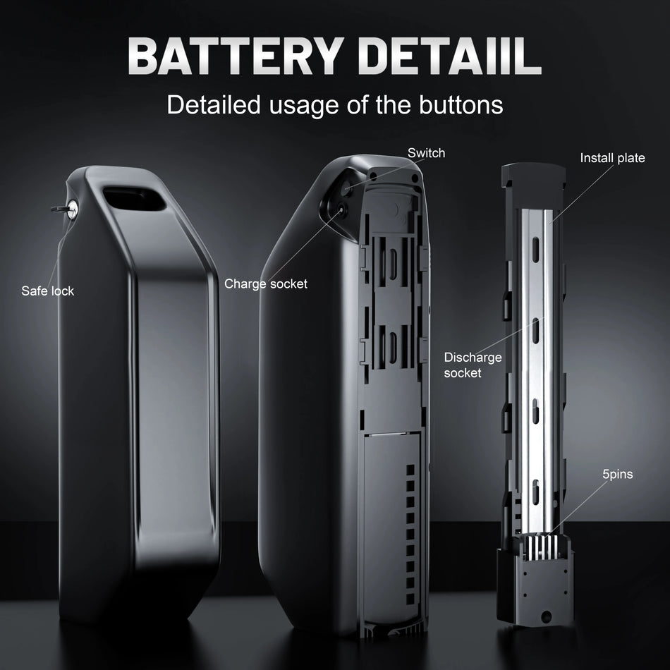 Polly case lithium battery showing USB port and lock