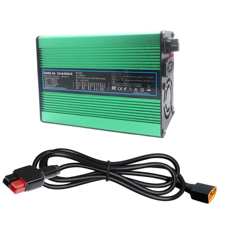 OHRIJA 18.25V 10A Quick Charger for 5S 16V LiFePO4 Battery - Aluminum Shell with connecting cable.