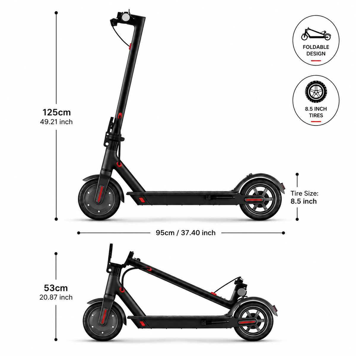 Portable Urban Electric Scooter with 36V 7.8Ah Battery