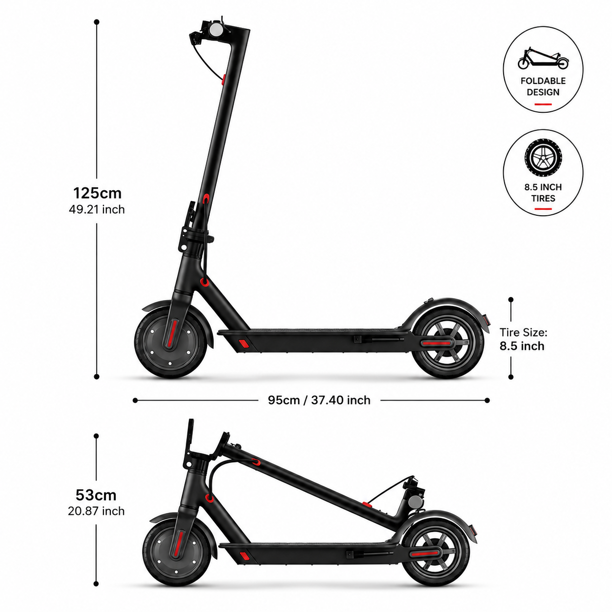 Portable Urban Electric Scooter with 36V 7.8Ah Battery