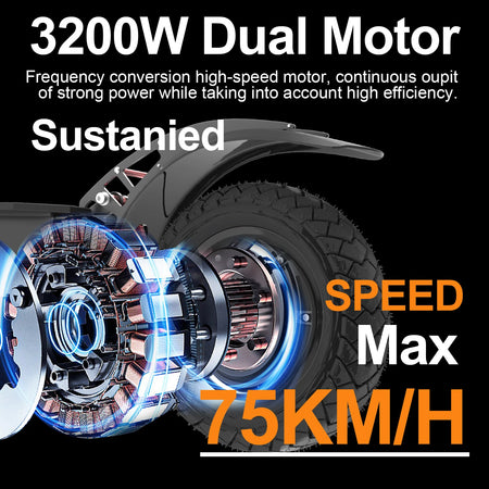 Powerful 3200W Electric Scooter with All-Terrain Tires