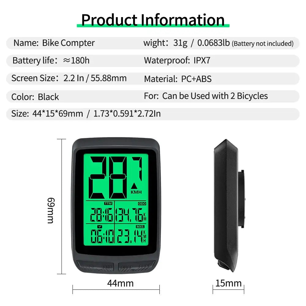 Professional bicycle computer with smart auto-backlight for night riding