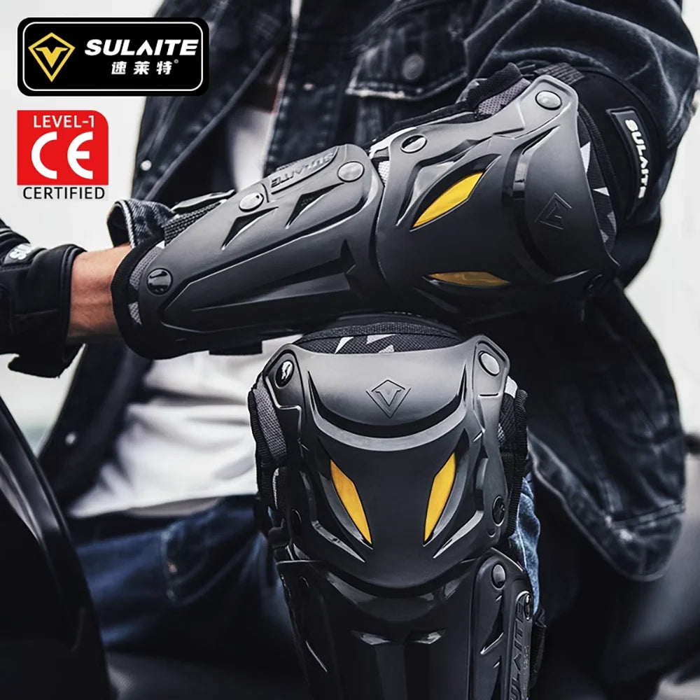   SULAITE Motorcycle Knee Guards - Adjustable Mountain Bike Shin Pads for Adults