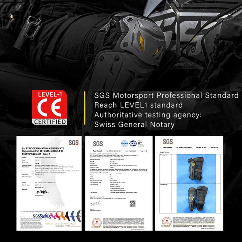   SULAITE Motorcycle Knee Guards - Adjustable Mountain Bike Shin Pads for Adults