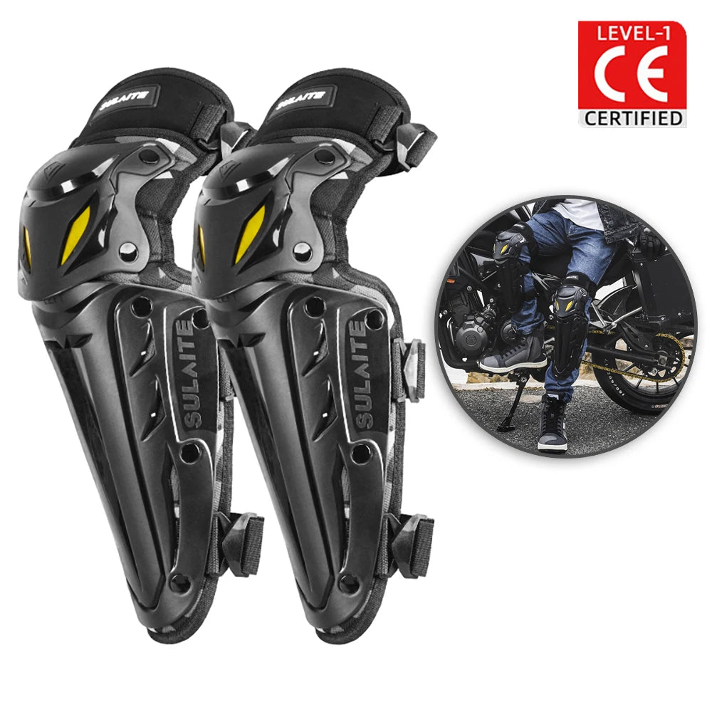   SULAITE Motorcycle Knee Guards - Adjustable Mountain Bike Shin Pads for Adults