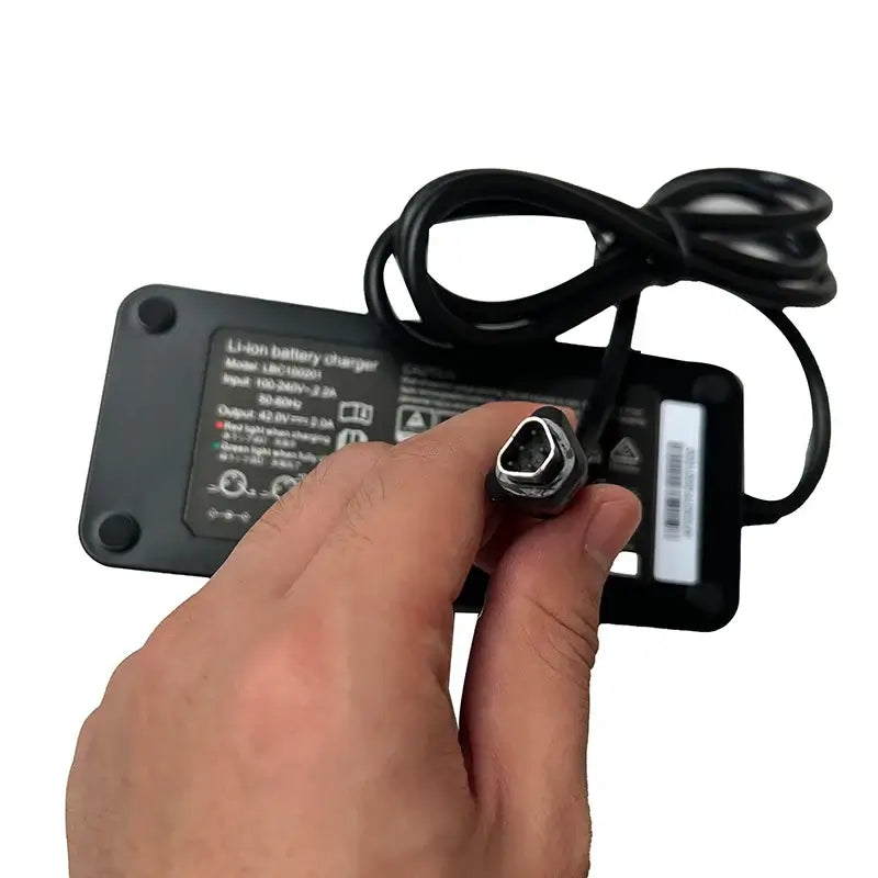 Qicycle EF1 Charger Replacement - 42V Battery Power Adapter for Xiaomi EF1 with plug connection view.
