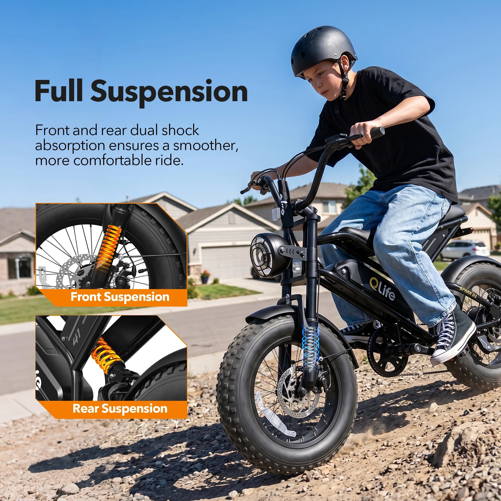 Qlife Spark D1 e-bike folded or stored neatly in the back of an SUV trunk