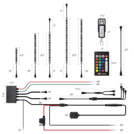 RGB motorcycle underglow light kit