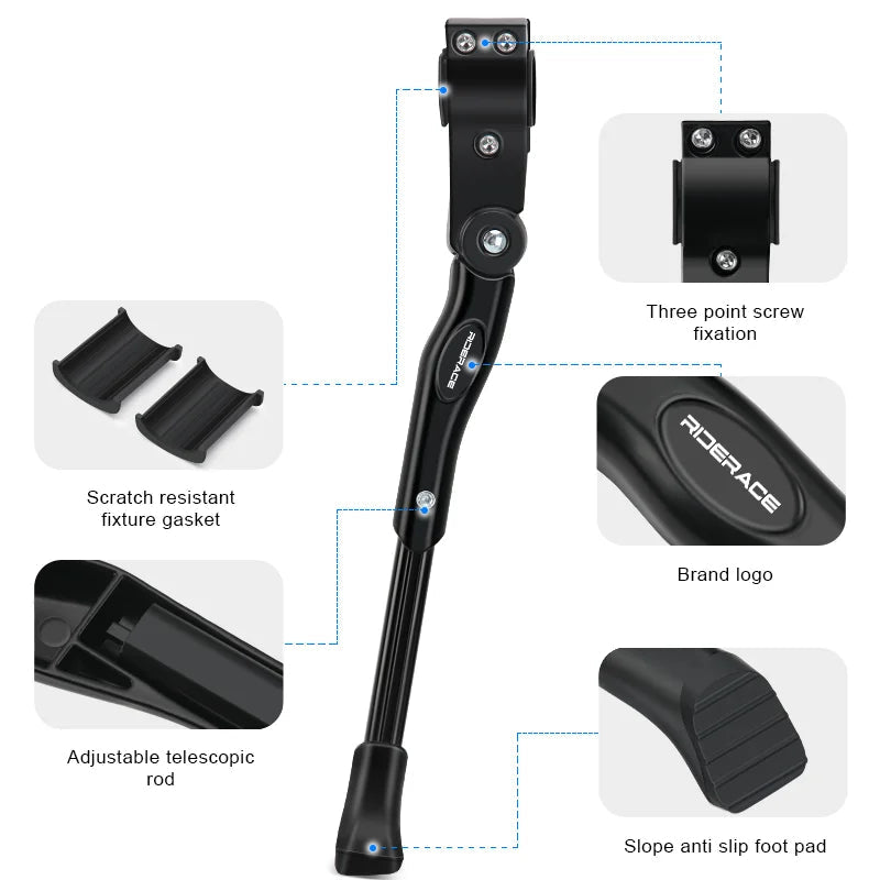 RIDERACE bicycle kickstand adjustable