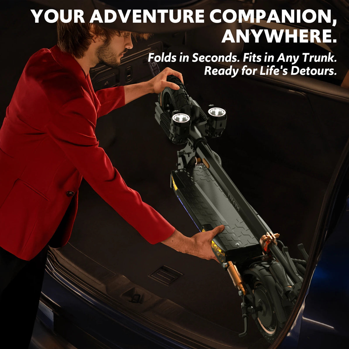 Rear view highlighting the high-visibility taillight and durable fender