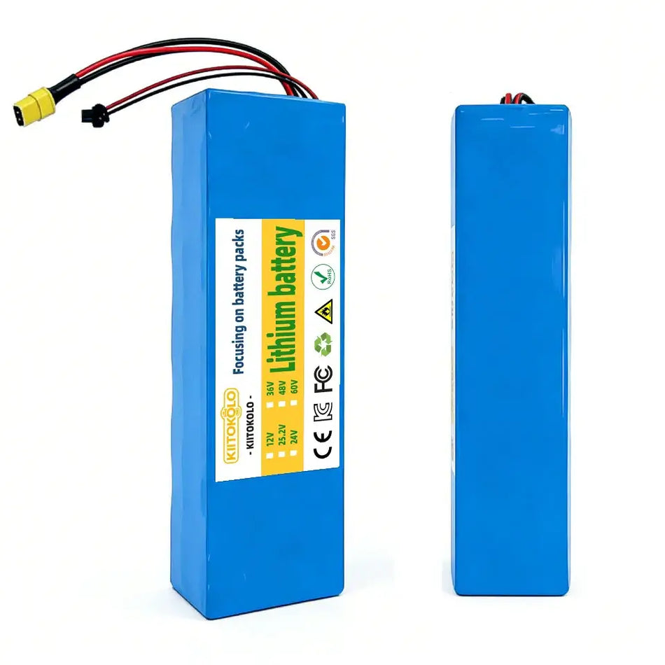 48V 10Ah Lithium-ion Rechargeable Battery 13S4P Pack for Electric Scooter with Smart BMS & 54.6V Charger
