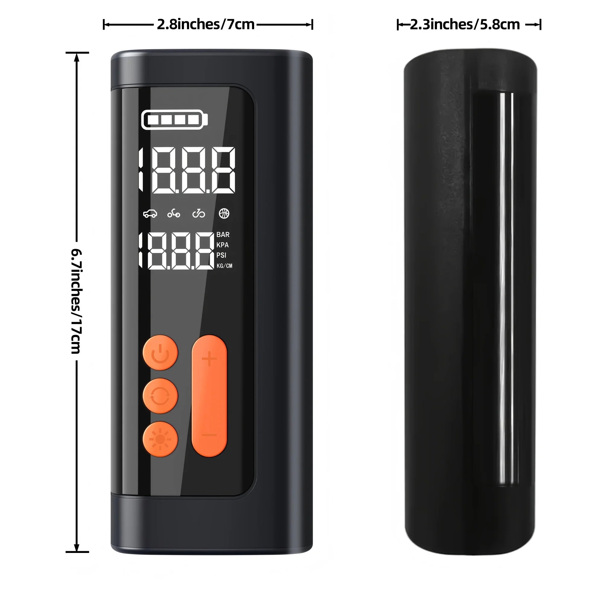 Rechargeable car tire air pump with auto shut off