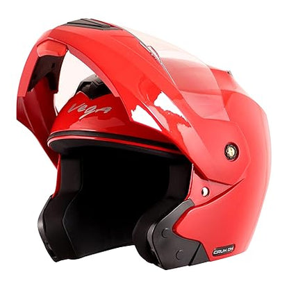 Helmet for Riders: Clear Visor for Both Men & Women Fluo Red