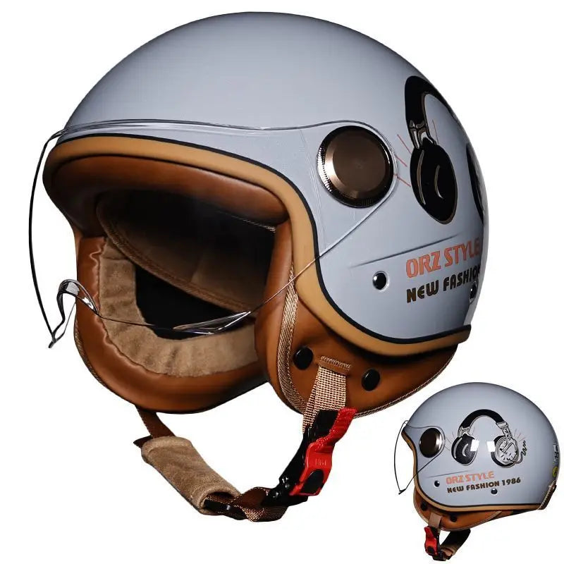Retro design pedal motorcycle helmet