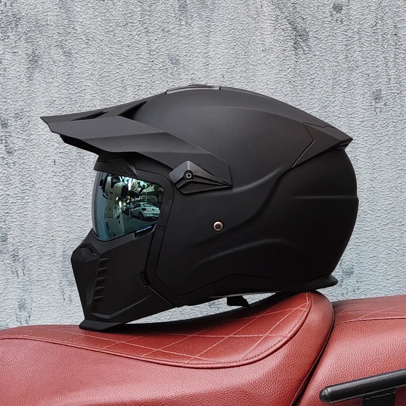 Retro flip up motorcycle helmet
