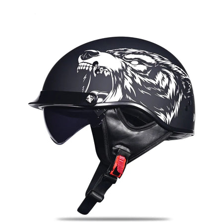 Retro open face bike helmet with sun visor