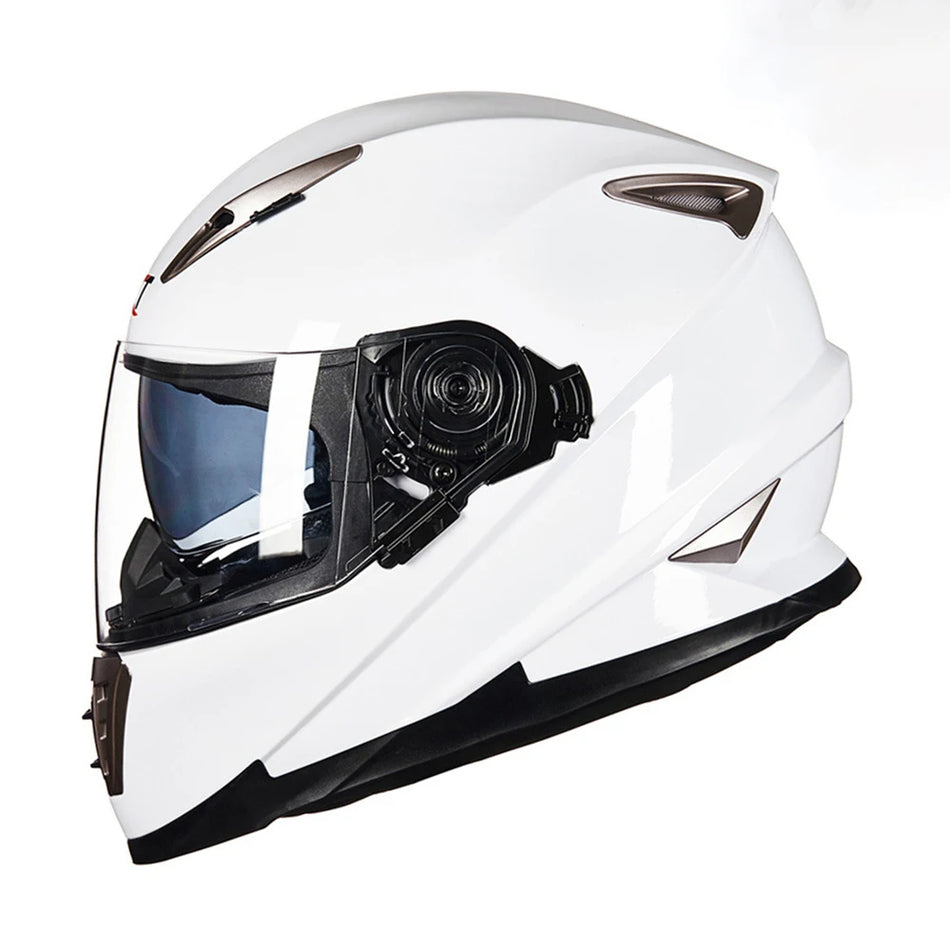 Retro style double visor motorcycle helmet for men