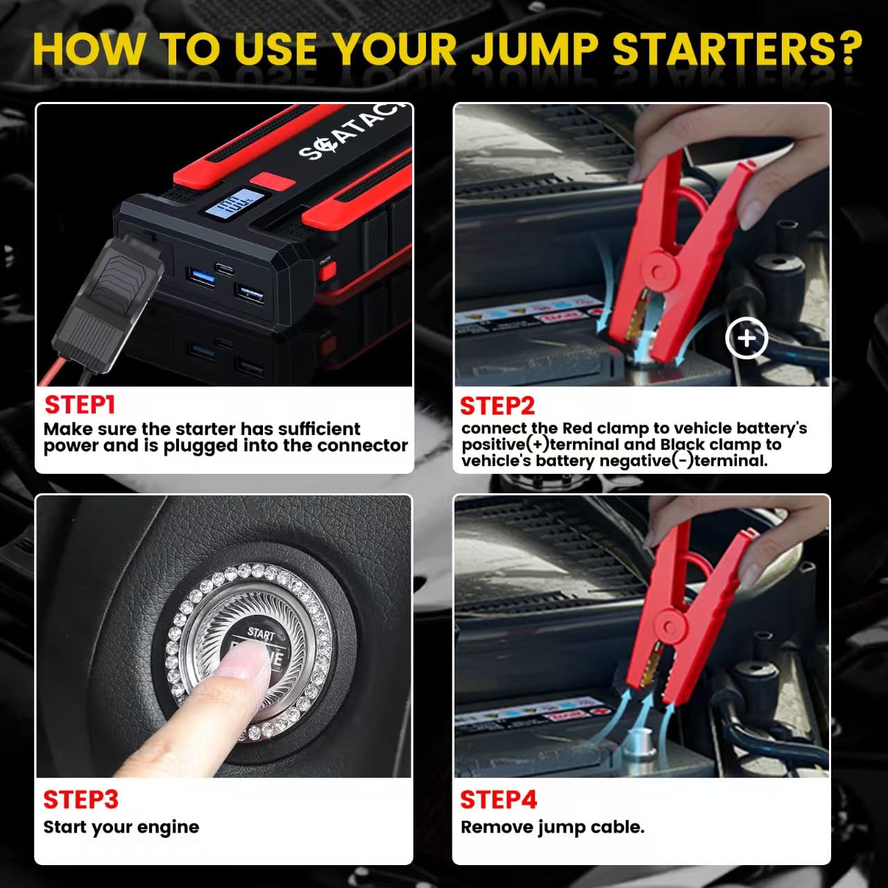 Reverse polarity protected car jump pack