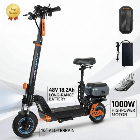 Rider cruising smoothly down a city street on the electric scooter