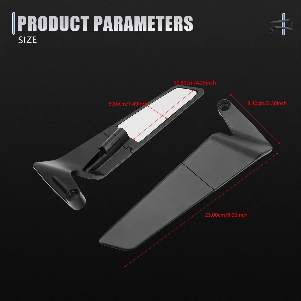 Rotating rearview mirror kit for Kawasaki Z900, Z800, and Z650