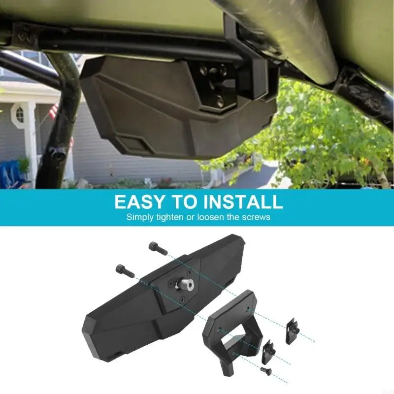 Rugged black interior mirror for Polaris XP and XP 4 UTVs