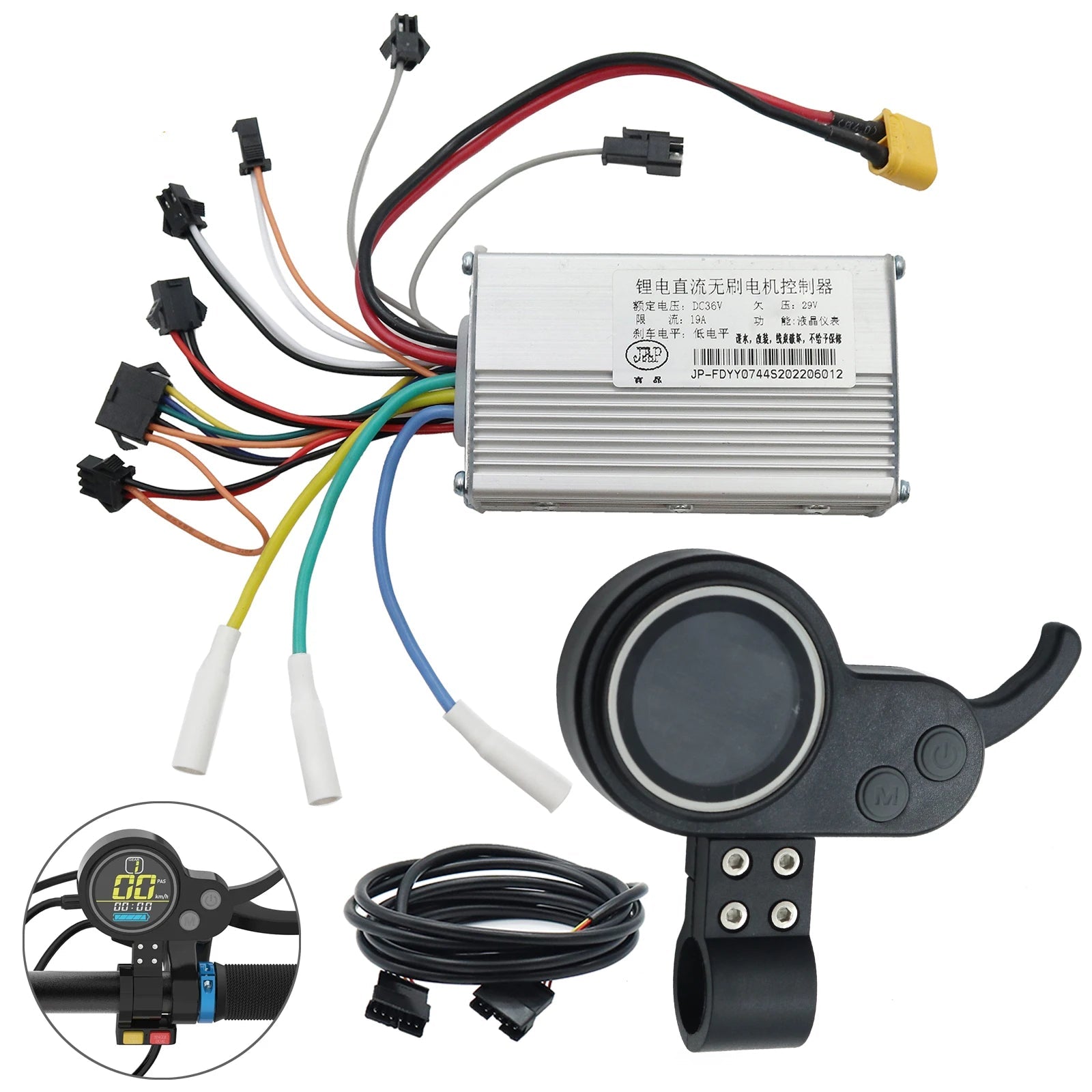 Electric Scooter LCD Meter 36/48/52/60V Universal Code Meter Color Screen Blue Screen Accelerator Suitable for JP Controller