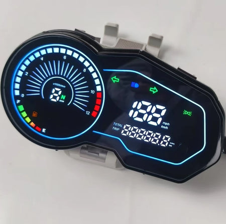 12V Waterproof Robinson motorcycle digital speedometer mounted on Italika 150Z handlebar