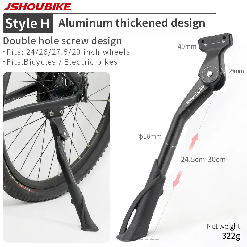 JSHOUBIKE Adjustable Bicycle Kickstand Aluminium Alloy MTB/Snow/Folding Bike/Electric Vehicle Bicycle Side Footrest 24-29 Inch