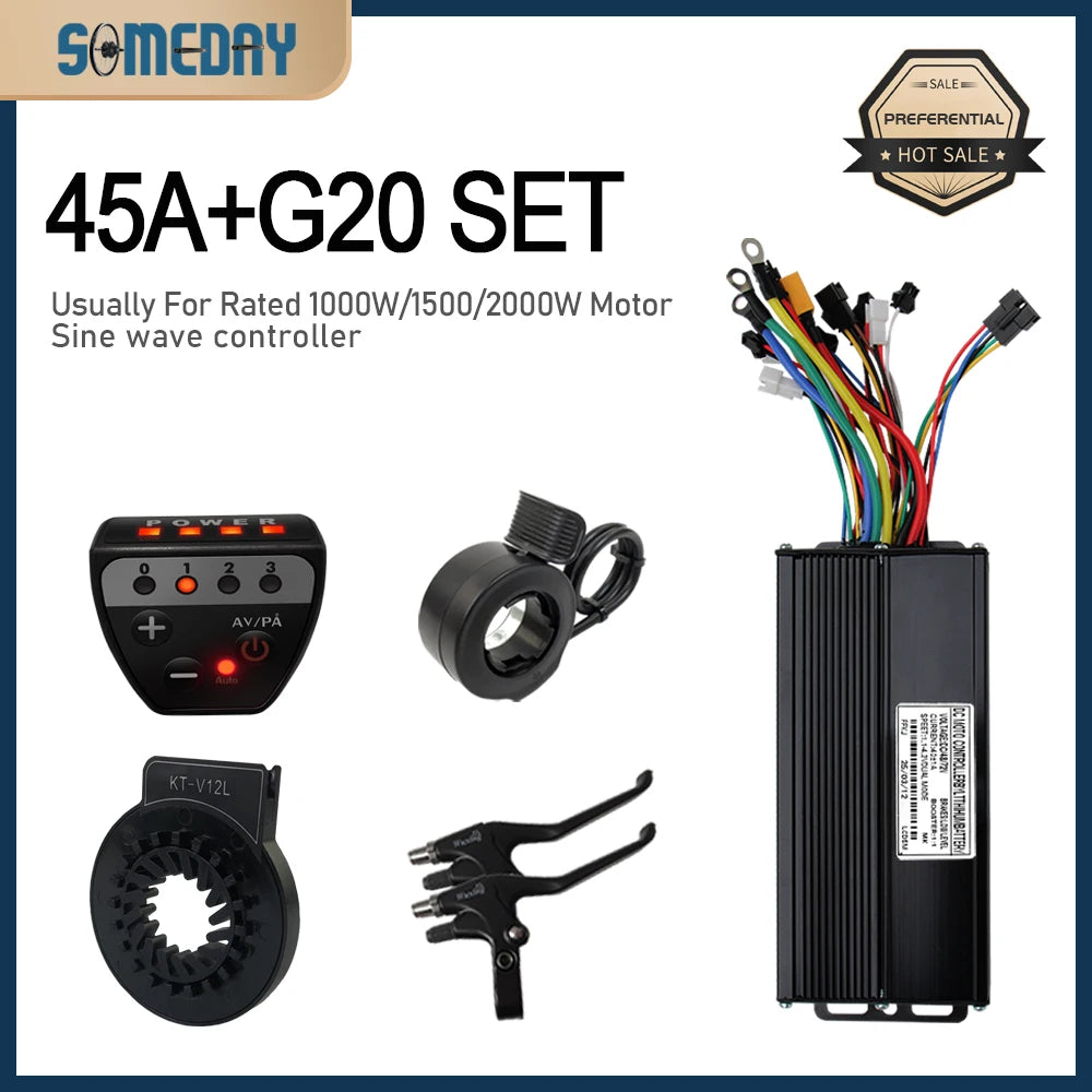3 mode Controller Sinewave 45A 36/48/52V Ebike Controller With JN Display For 1000W-3000W Electric Bicycle Conversion Kit