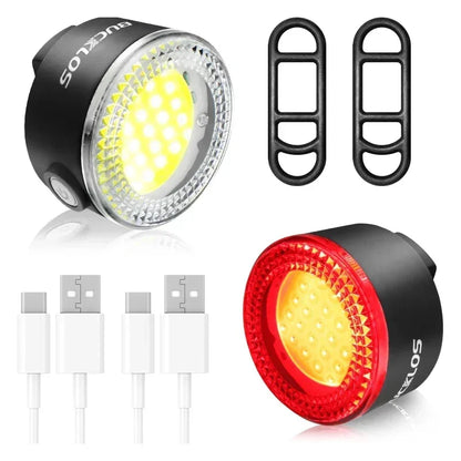 BUCKLOS Bike Light COB Front Rear Bicycle Lights LED Rechargeable Mountain Road Bicycle Lamp MTB Tail Light Cycling Flashlight M1-PAIR-400mAh