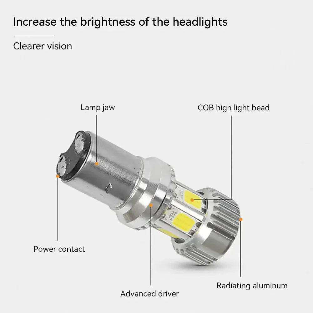 Universal 1Pc H4 BA20D Motorcycle LED Headlight Motorcycle Scooter Light Super Bright Light lamp Moto DRL Lights Aluminium Alloy