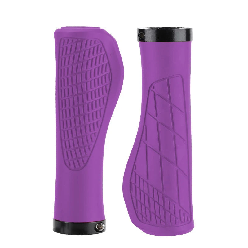 MTB Bicycle Grips Shockproof Bike Handlebar Cover Anti-Slip Lock on Bike Handle Cuffs Ergonomic Cycling Rubber Ball Handle Grips Purple