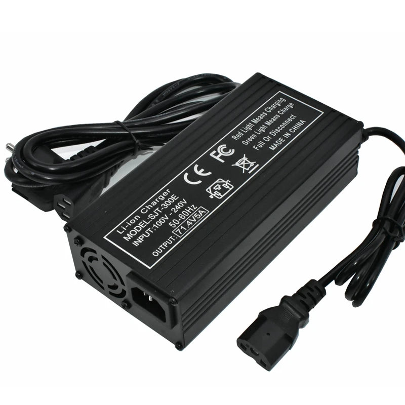71.4V 5A Lithium Battery Charger For 17S 62.9V Li-ion battery pack Charger high quality Plug EU/US/UK/AU