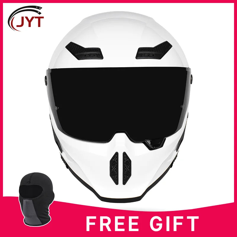 Motorcycle helmet matte black with reserved Bluetooth slot DOT certified sun protection breathable Glossy White B CHINA