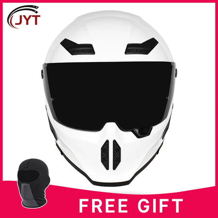 Motorcycle helmet matte black with reserved Bluetooth slot DOT certified sun protection breathable Glossy White B CHINA