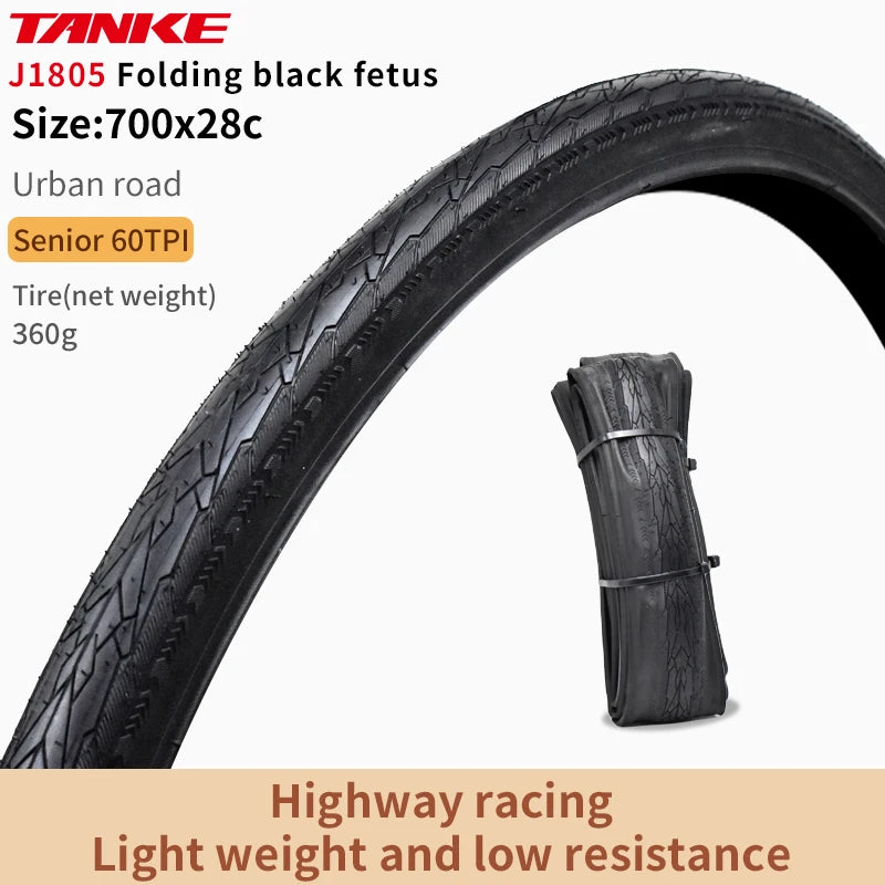 TANKE MTB Bicycle JILUER Foldable Gravel Tire Black/Yellow 60TPI Road BICYCLE Tire 26×2.25/27.5×2.1/2.2/29×2.2/700×25C/20×1.35 J1805 700x28C Black Foldable China