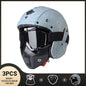 Vintage Motorcycle Helmet Men's Four season Leather Jet Helmets Electric Bike Half Helmet Blue CHINA