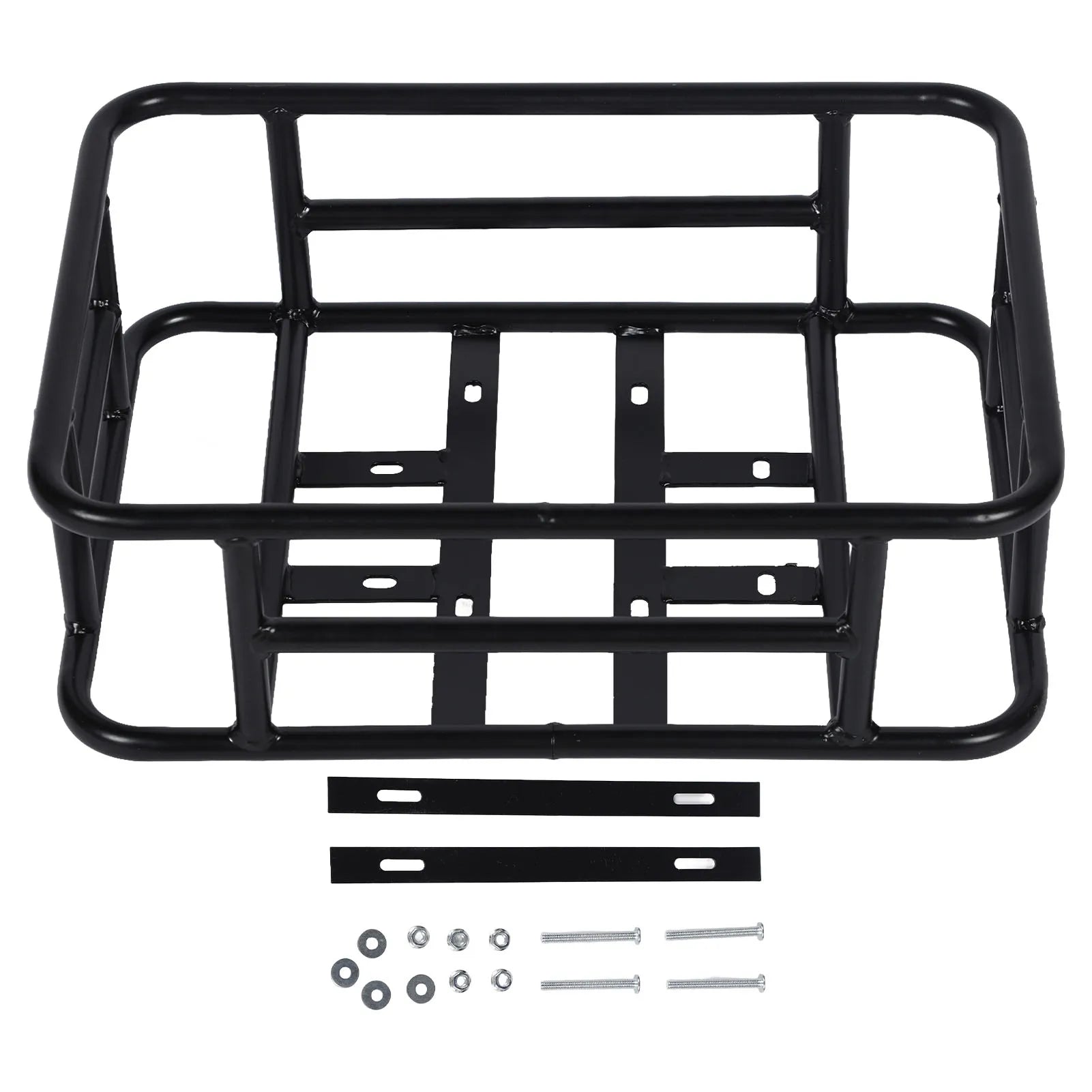 Rear Basket Rear Bike Basket Rear Bike Basket Iron Waterproof Large Capacity Rustproof Back Storage Basket Black