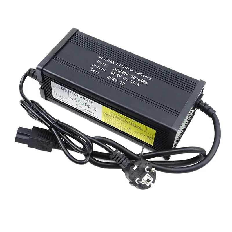 54.6V 67.2V 84V 10A Li-ion Battery Charger With Fan For13S 16S 20S 48V 60V 72V E-motorcycle Charger Fast charging Aluminum Shell