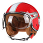 Motorcycle Helmet Jet with Visor Motorbike Riding 3/4 Open Half Helmet Retro Scooter 288 red