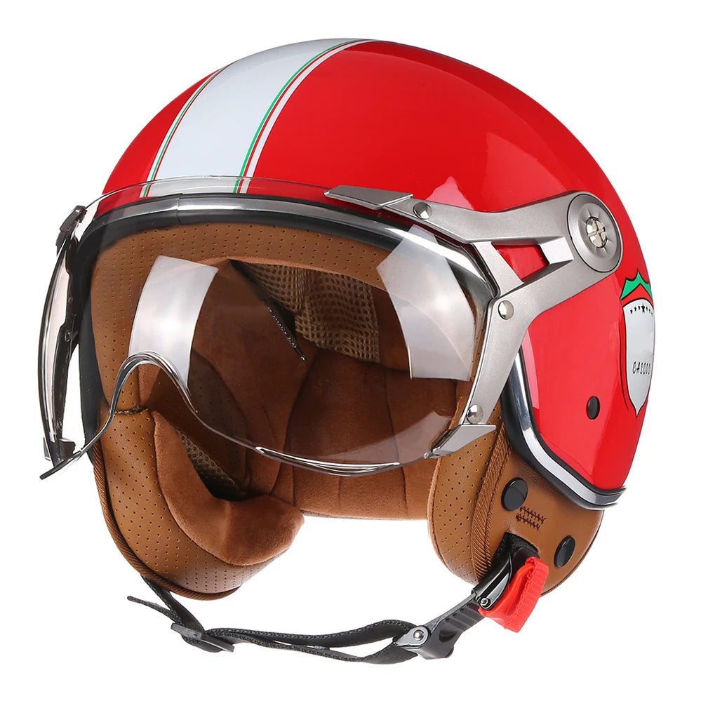 Motorcycle Helmet Jet with Visor Motorbike Riding 3/4 Open Half Helmet Retro Scooter