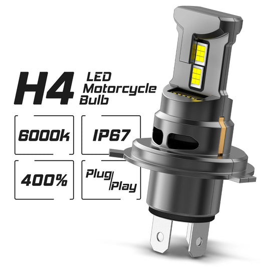 BEVINSEE H4 LED Moto Headlight Bulb 35W 6000LM Halogen Size Motorcycle Light CANBUS Hi-Lo Beam Turbofan Super Bright 6000K 12V