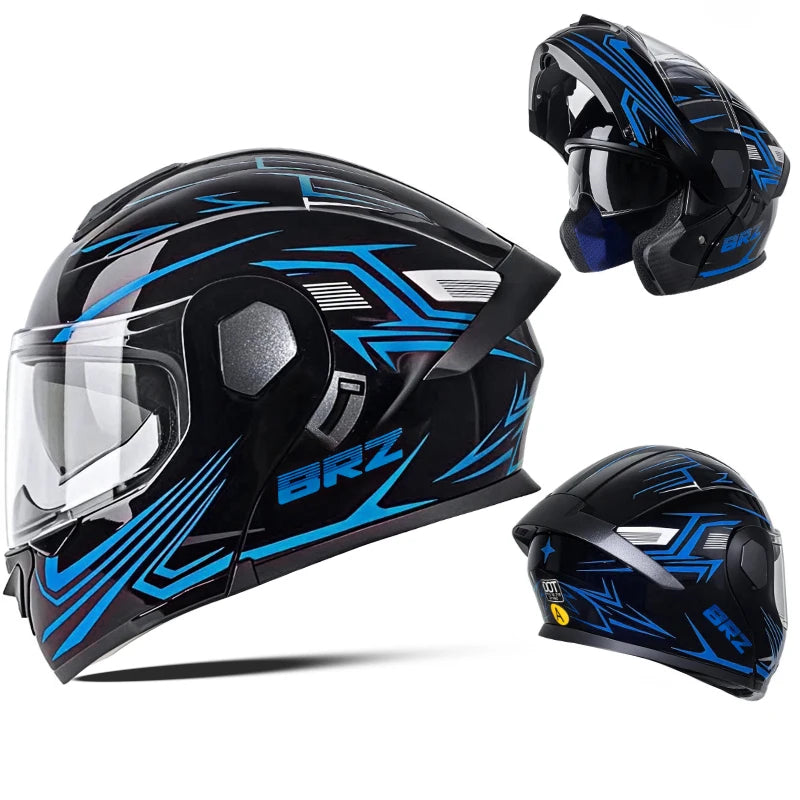 DOT Certified ABS Flip-Up Helmet - Lightweight & Compact, Round Smooth Design for Men/Women