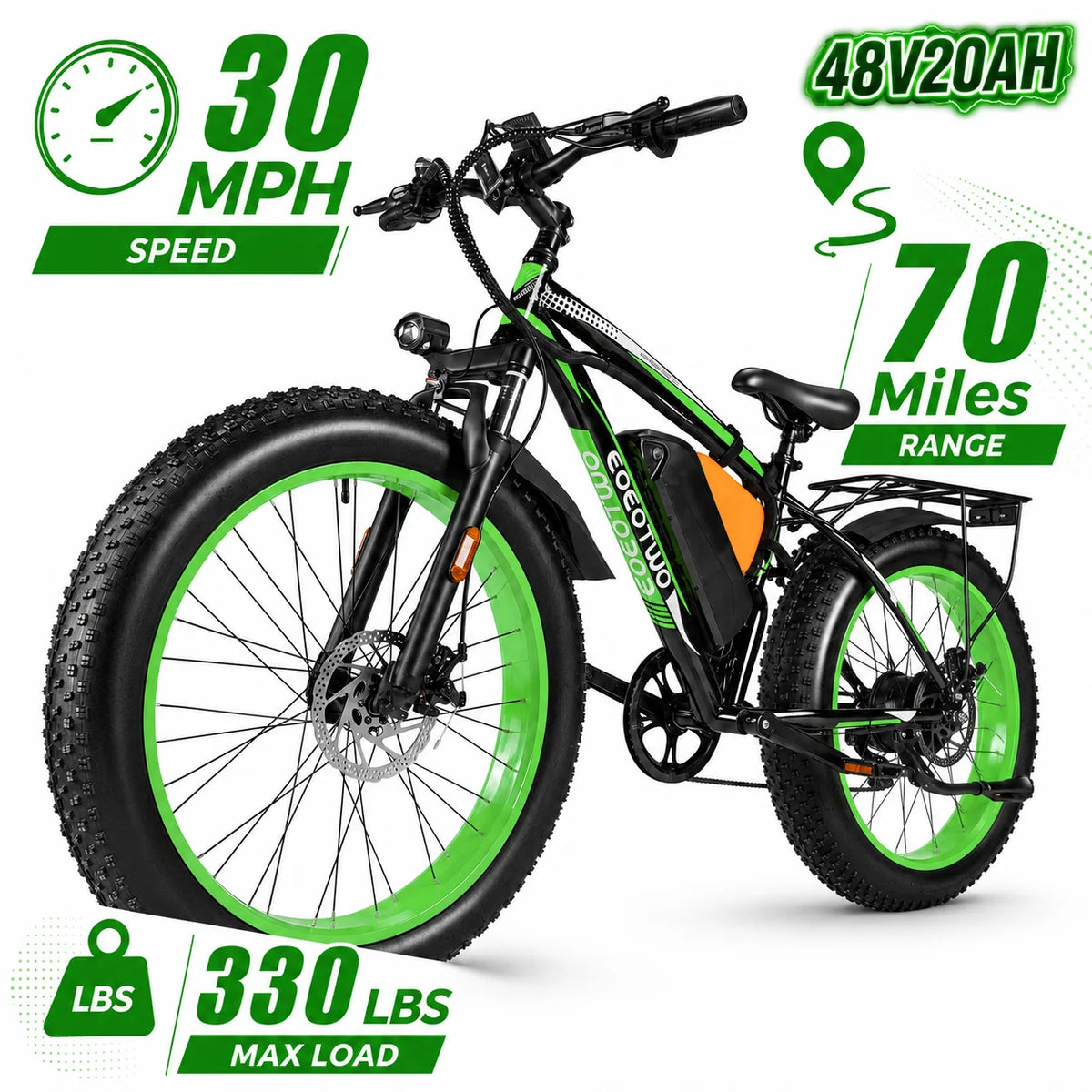26 inch fat tire electric bike for adults full side view
