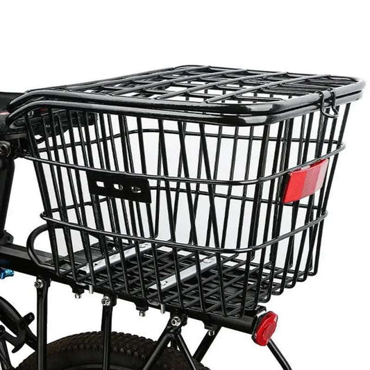 Bike Rear Basket With Rear Light Bicycle Rear Seat Storage Basket Metal Large Rear Cycle Rack Frame Cycle Rear Shelf For Cycling