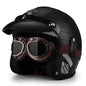 Retro Harley Motorcycle Helmet Quater-Mask in Dark Blue Leather with Copper Mirror for All Seasons 55.yuwen.tong China