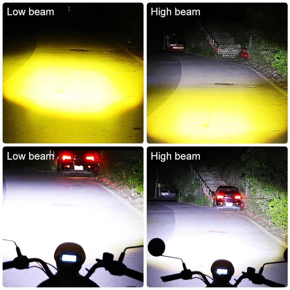 10000LM H4/H6 12V LED Motorcycle Headlight Bulb Moto Spotlights CSP Lens White Yellow Hi Lo Lamp Scooter Accessories Fog Lights
