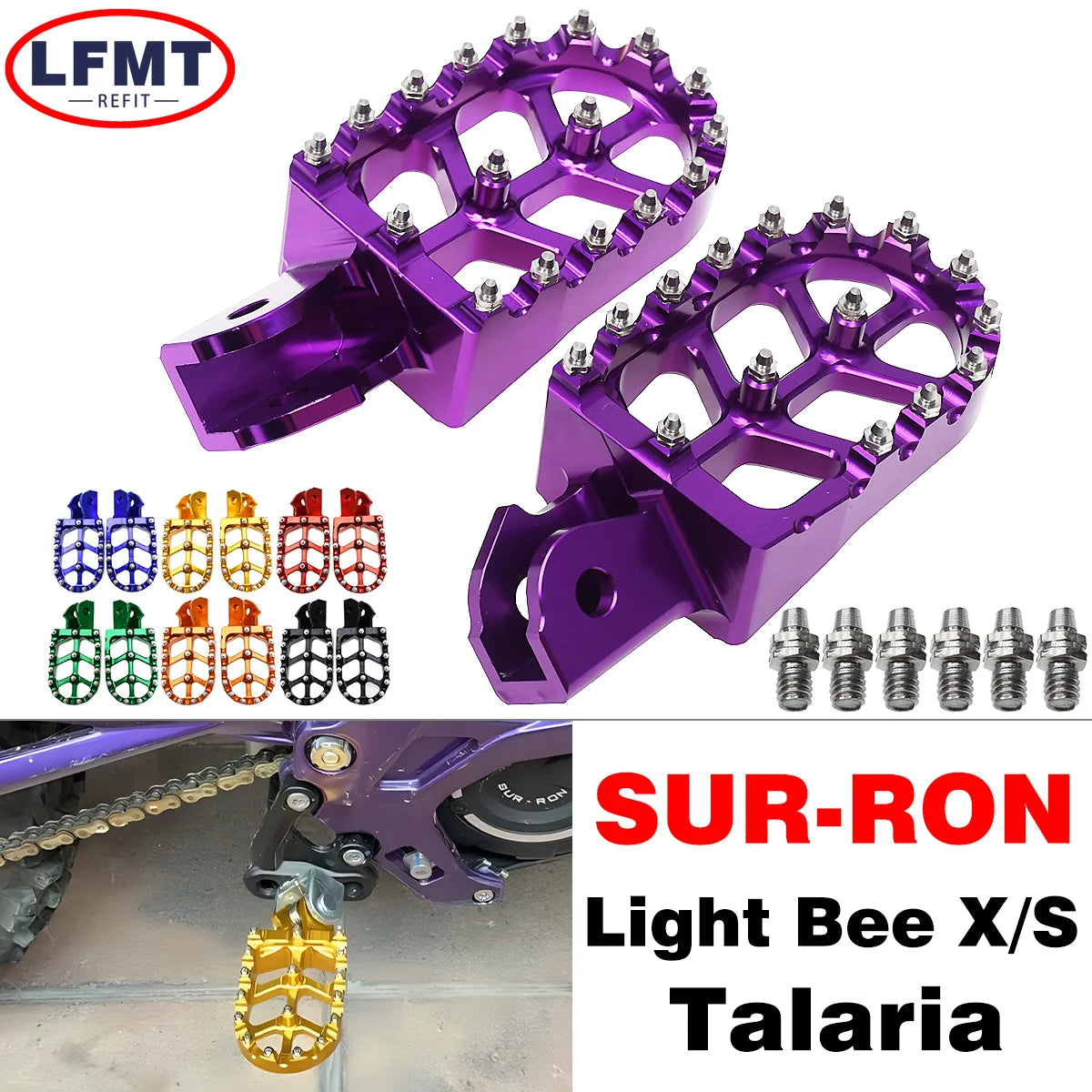 Motorcycle CNC Foot Pegs Pedal Mounting Pedals Retrofit Bracket For Sur-Ron Light Bee S X Electric Off-Road Bike